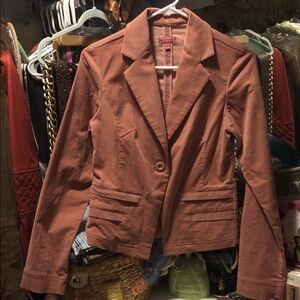 Vintage Women's Corduroy Blazer Jacket in Rose: soft / thin / lightweight